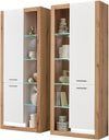 Set 2 vitrine moderne Brixen alb cu stejar, 80 cm fiecare - LunaHome.ro