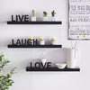 Set 3 rafturi de perete Live - Love - Laugh negru, 60 cm - LunaHome.ro