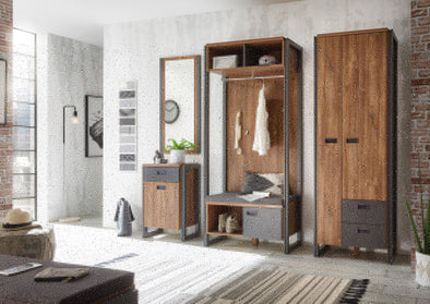 Set complet de hol Detroit cu dulap, cuier, banca si oglinda - LunaHome.ro