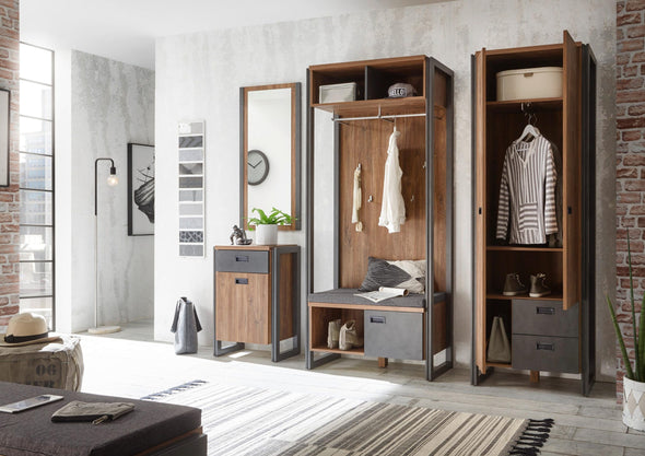 Set complet de hol Detroit cu dulap, cuier, banca si oglinda - LunaHome.ro