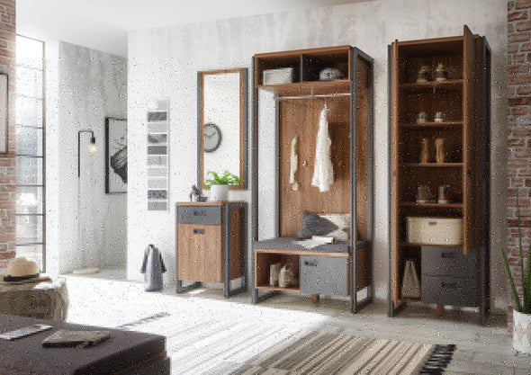 Set complet de hol Detroit cu dulap, cuier, banca si oglinda - LunaHome.ro