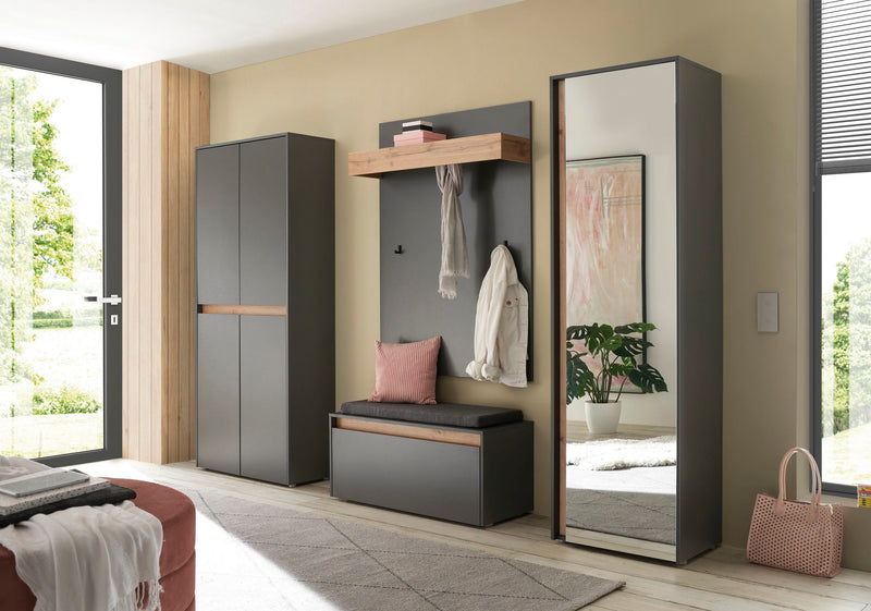 Set complet pentru hol City Giron gri cu detalii stejar 4 piese
