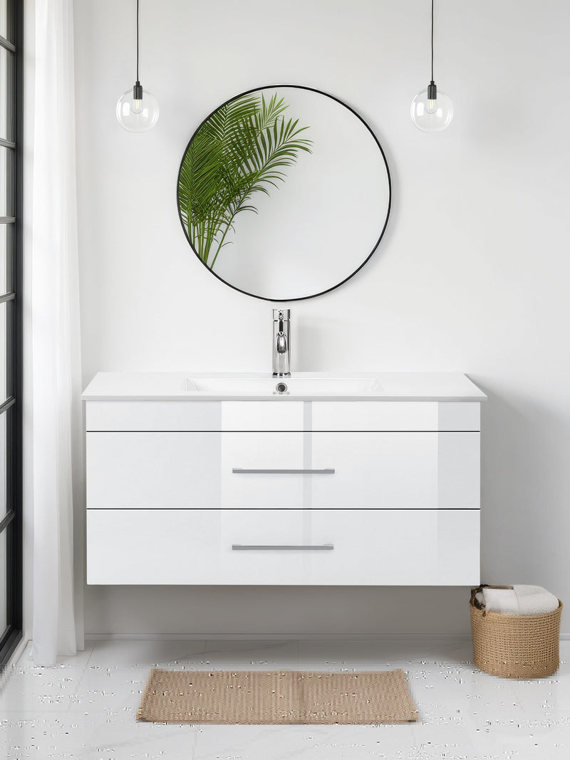Set de baie cu mască și lavoar Florence alb 100 cm lățime - LunaHome.ro