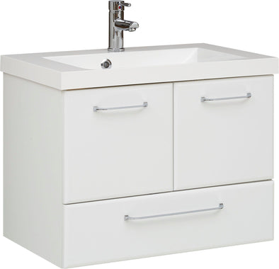 Set de baie cu masca si lavoar Quickset alb lucios 74 cm lățime
