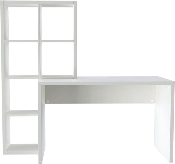 Set de birou Triest cu raft de carti alb si birou de 120 cm - LunaHome.ro