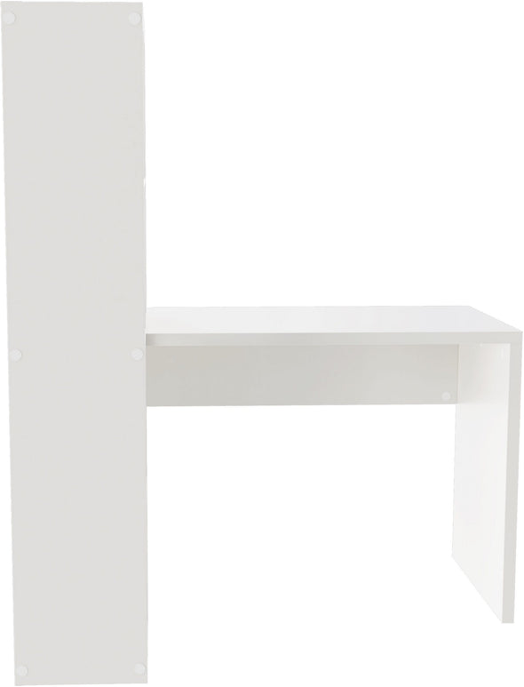 Set de birou Triest cu raft de carti alb si birou de 120 cm - LunaHome.ro