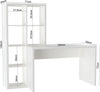 Set de birou Triest cu raft de carti alb si birou de 120 cm - LunaHome.ro