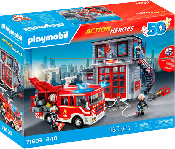 Set de constructie Playmobil 71603 Pompieri, 185 piese