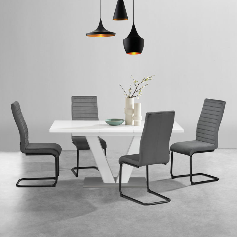 Set de dining Elbach cu masa extensibila 120x160 cm si 4 scaune - LunaHome.ro