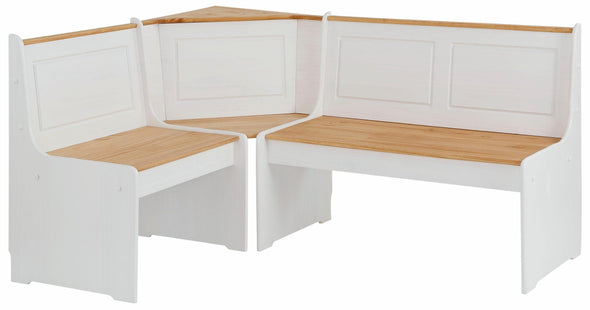 Set de dining Sascha cu coltar cu depozitare si masa din lemn de pin - LunaHome.ro