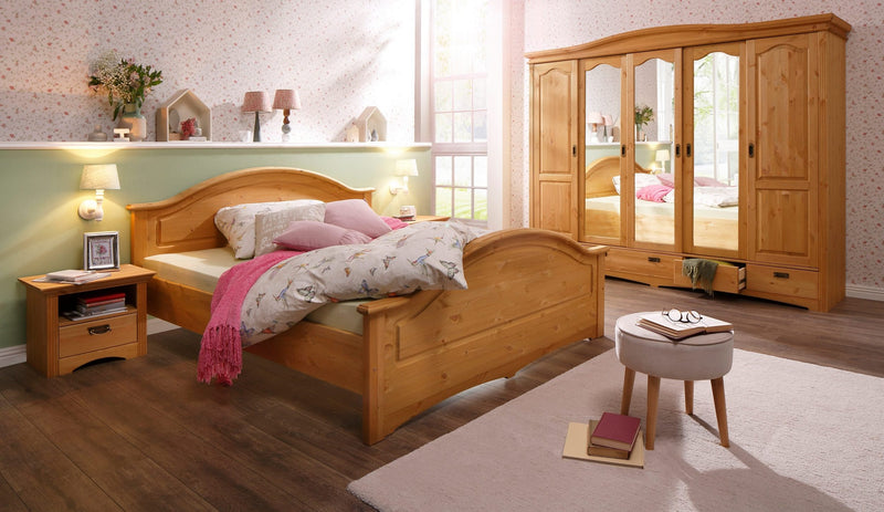 Set de dormitor Konrad cu dulap mare, noptiere si pat de 180x200 cm - LunaHome.ro