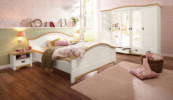 Set de dormitor Konrad cu dulap mare, noptiere si pat de 180x200 cm - LunaHome.ro