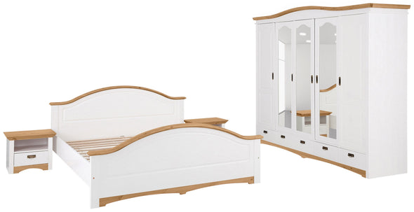 Set de dormitor Konrad cu dulap mare, noptiere si pat de 180x200 cm - LunaHome.ro