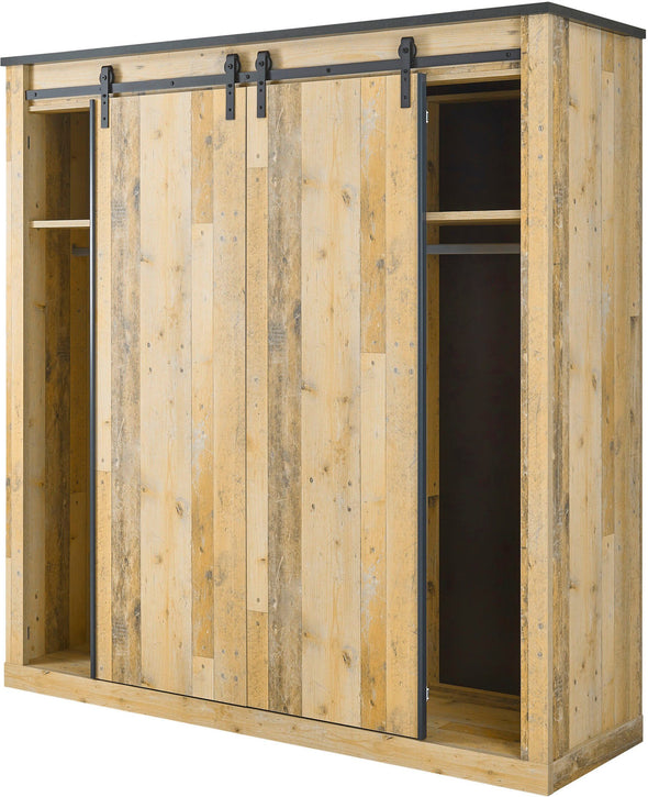 Set de dormitor Sherwood cu pat 180x200 cm, dulap cu 3 uși, rafturi si noptiere - LunaHome.ro