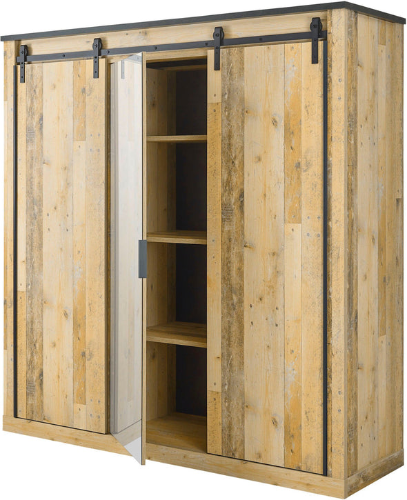 Set de dormitor Sherwood cu pat 180x200 cm, dulap cu 3 uși, rafturi si noptiere - LunaHome.ro