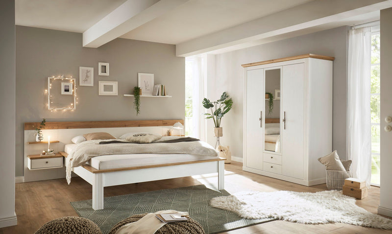 Set de dormitor Westminster cu pat de 180 cm, dulap cu 3 usi si noptiere - LunaHome.ro