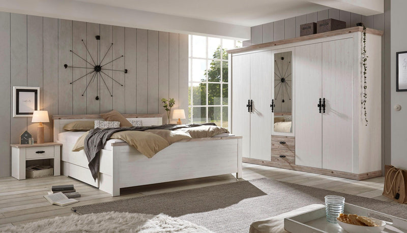 Set de dormitor Westminster cu pat de 180 cm, dulap cu 5 usi si noptiere - LunaHome.ro