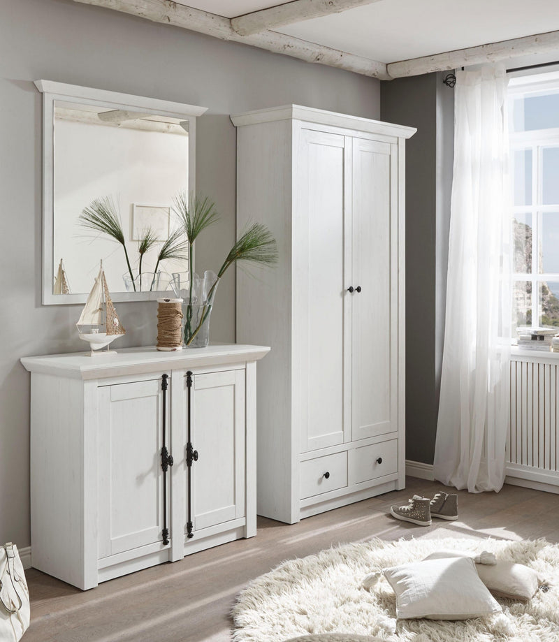 Set de hol California din 3 piese alb cu aspect de lemn