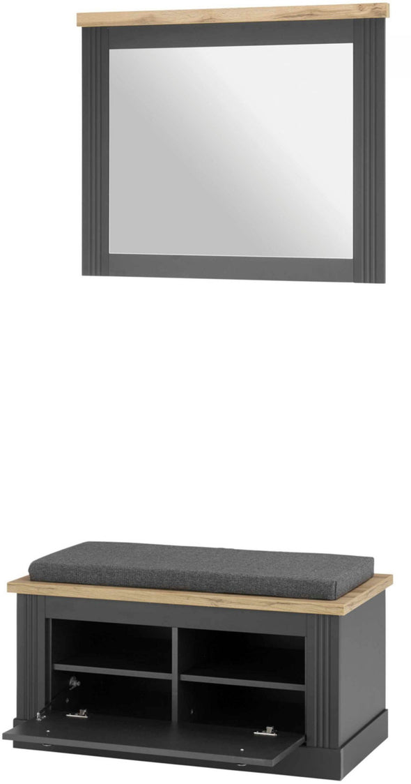 Set de hol Westminster cu bancheta si oglinda gri - LunaHome.ro