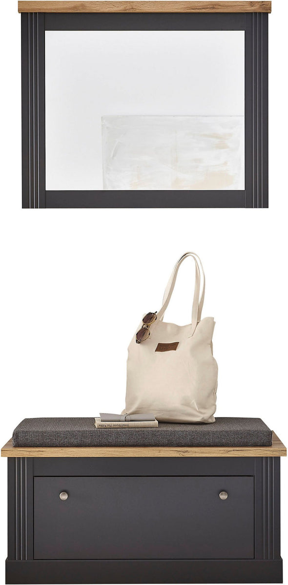Set de hol Westminster cu bancheta si oglinda gri - LunaHome.ro