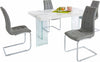 Set de luat masa Lola cu 4 scaune gri si masa alba de 160x90 cm
