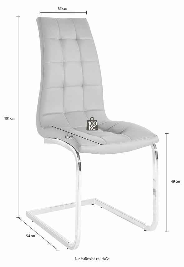 Set de luat masa Lola cu 4 scaune gri si masa alba de 160x90 cm
