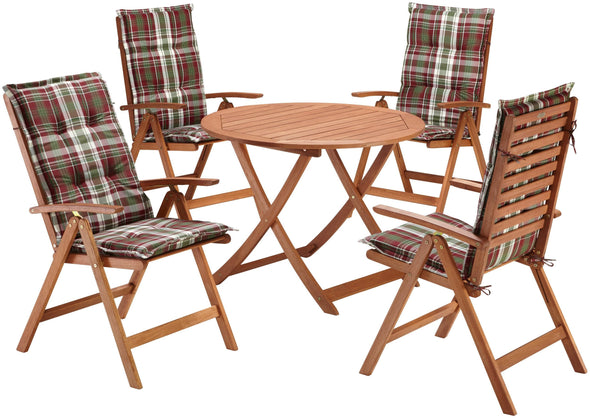 Set de gradina Merxx cu 4 scaune si masa pliante din lemn - LunaHome.ro