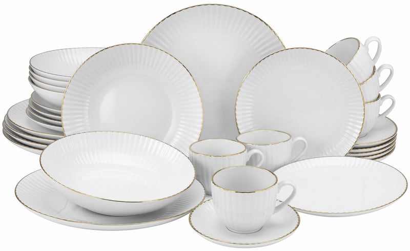 Set de masa Elisetta din portelan pentru 6 persoane, 30 de piese - LunaHome.ro