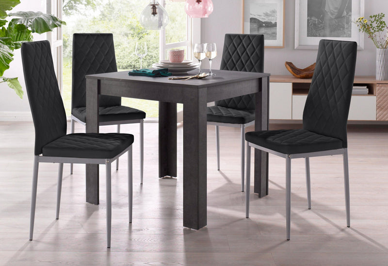 Set de sufragerie cu masa Lynn de 80 cm si 4 scaune Brooke negre - LunaHome.ro