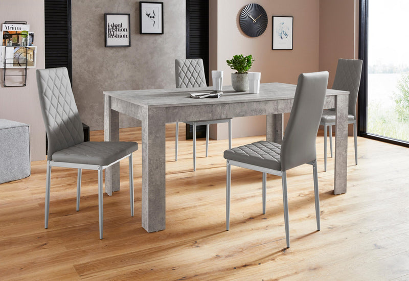 Set de sufragerie cu masa Lynn gri de 160 cm si 4 scaune Brooke gri - LunaHome.ro