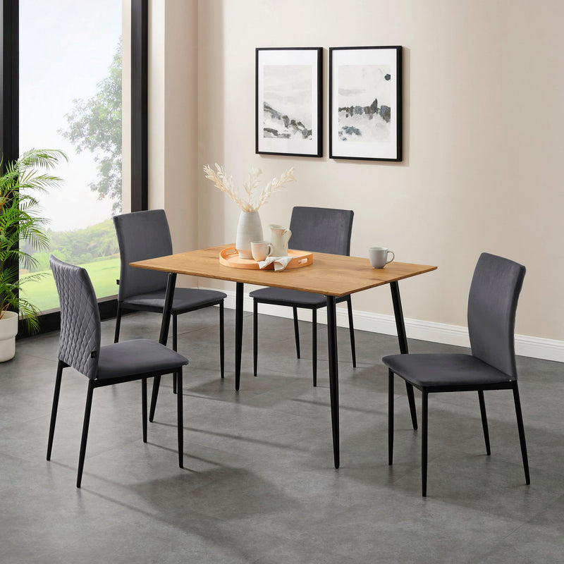 Set de sufragerie cu masa Pavia 120 cm si 4 scaune Eadwine antracit - LunaHome.ro