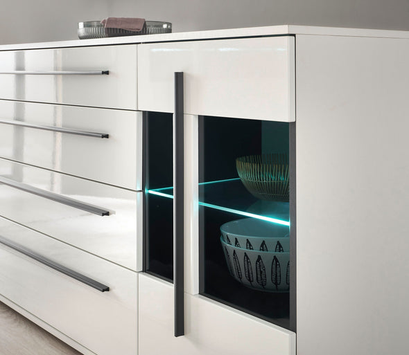 Set living Cantara din 3 piese alb lucios modern 340 cm - LunaHome.ro