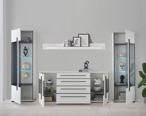 Set living Cantara din 3 piese alb lucios modern 340 cm - LunaHome.ro