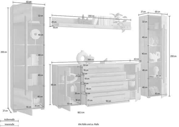 Set living Cantara din 3 piese alb lucios modern 340 cm - LunaHome.ro