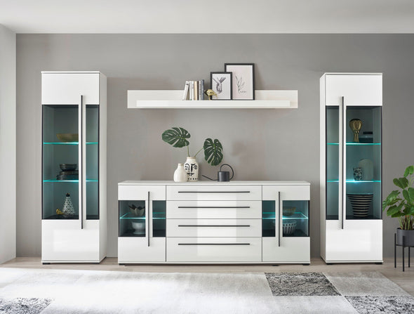 Set living Cantara din 3 piese alb lucios modern 340 cm - LunaHome.ro