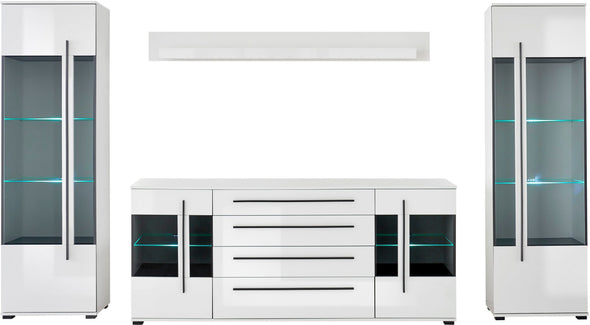 Set living Cantara din 3 piese alb lucios modern 340 cm - LunaHome.ro