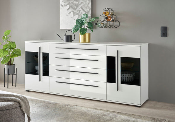 Set living Cantara din 3 piese alb lucios modern 340 cm - LunaHome.ro