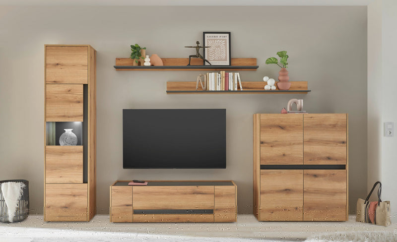 Set living City Giron din 5 piese culoare stejar design modern - LunaHome.ro