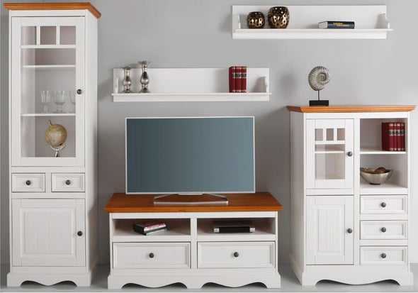 Set living Melissa din lemn de pin alb din 5 piese