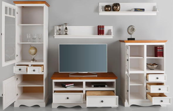 Set living Melissa din lemn de pin alb din 5 piese