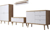 Set living Merle din 4 piese design scandinav alb cu stejar - LunaHome.ro