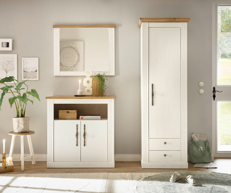 Set mobila de hol Westminster alb cu aspect de lemn