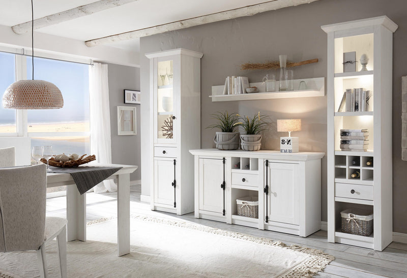 Set mobila de living California din 4 piese alb cu aspect de lemn - LunaHome.ro