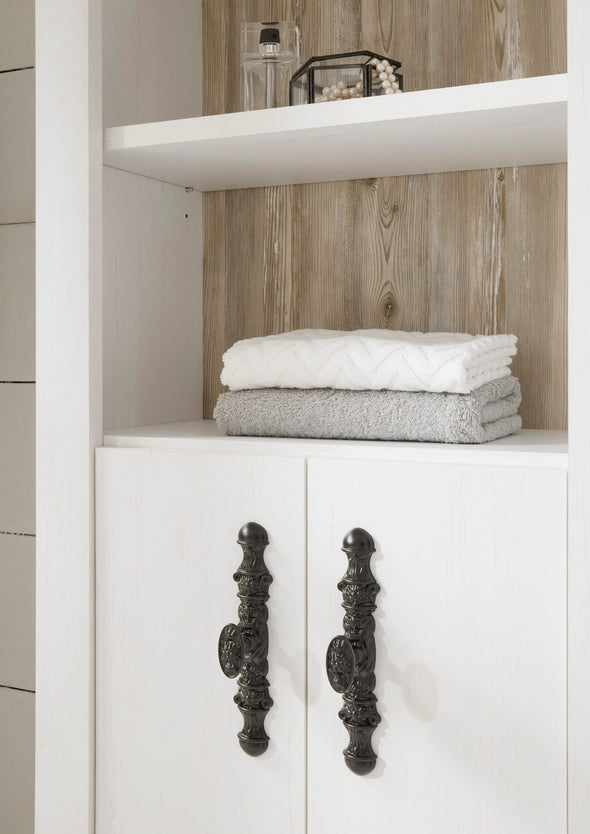 Set mobilier baie Florenz din 4 piese alb cu aspect de lemn - LunaHome.ro