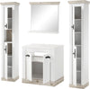 Set mobilier baie Florenz din 4 piese alb cu aspect de lemn - LunaHome.ro