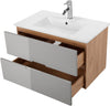 Set mobilier baie Lund cu masca, lavoar si dulap, 80 cm lățime - LunaHome.ro