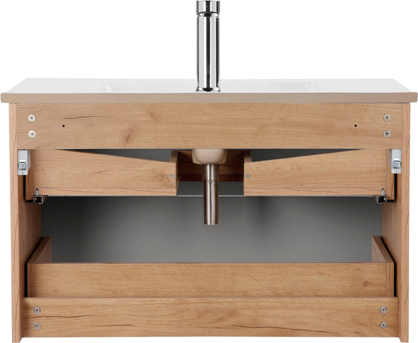 Set mobilier baie Lund cu masca, lavoar si dulap, 80 cm lățime - LunaHome.ro