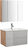 Set mobilier baie Lund cu masca, lavoar si dulap, 80 cm lățime - LunaHome.ro