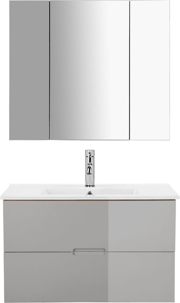 Set mobilier baie Lund cu masca, lavoar si dulap, 80 cm lățime - LunaHome.ro