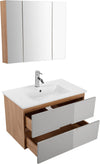 Set mobilier baie Lund cu masca, lavoar si dulap, 80 cm lățime - LunaHome.ro